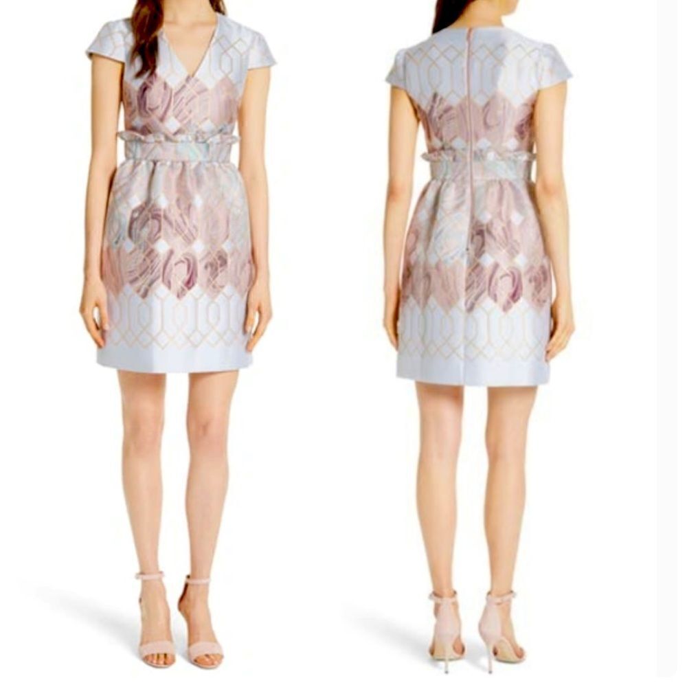 TED BAKER Ingrida Sea of Clouds Tulip Dress XSMALL NWT